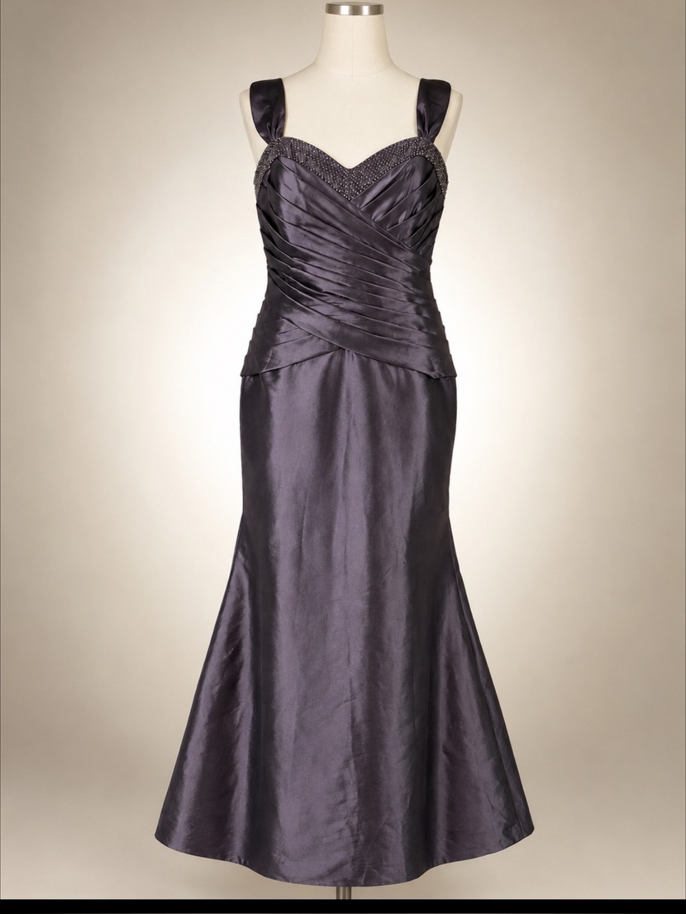 Jade by Jasmine NWOT Plum Beaded Ruched Formal Evening Gown Size 10